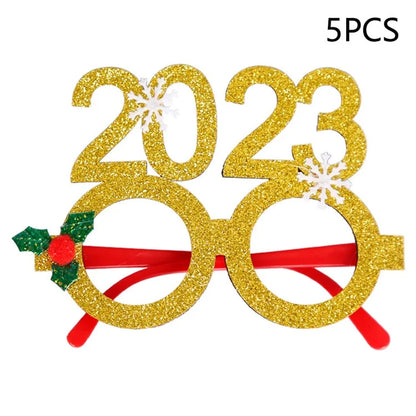 5Pcs / Set Adults Kids Christmas Glasses Xmas Tree Hat Plastic Eyeglasses Party Supply