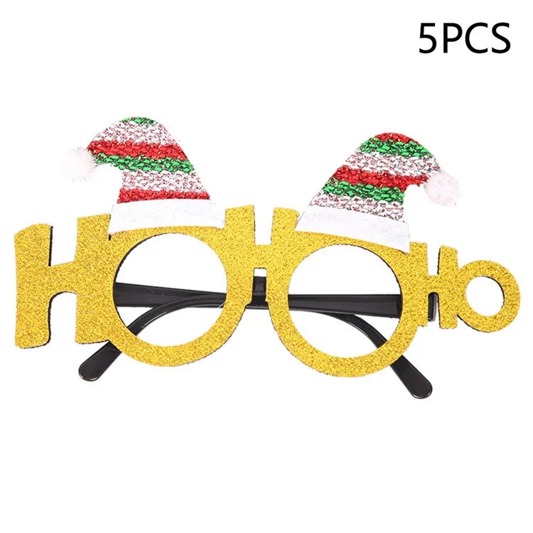 5Pcs / Set Adults Kids Christmas Glasses Xmas Tree Hat Plastic Eyeglasses Party Supply