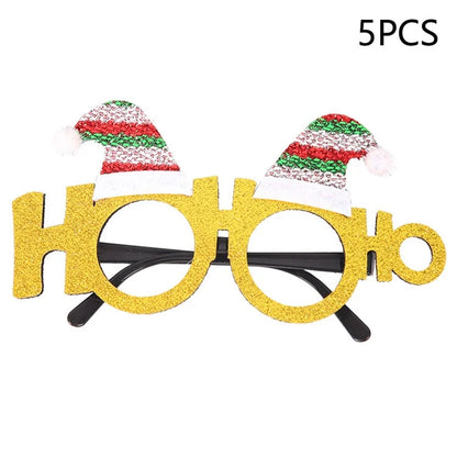 5Pcs / Set Adults Kids Christmas Glasses Xmas Tree Hat Plastic Eyeglasses Party Supply