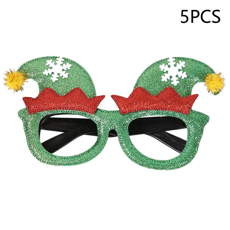 5Pcs / Set Adults Kids Christmas Glasses Xmas Tree Hat Plastic Eyeglasses Party Supply