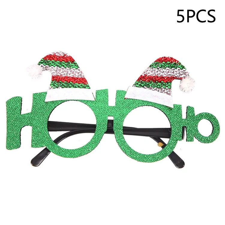 5Pcs / Set Adults Kids Christmas Glasses Xmas Tree Hat Plastic Eyeglasses Party Supply