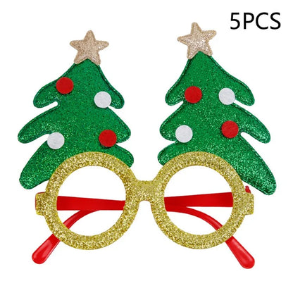 5Pcs / Set Adults Kids Christmas Glasses Xmas Tree Hat Plastic Eyeglasses Party Supply