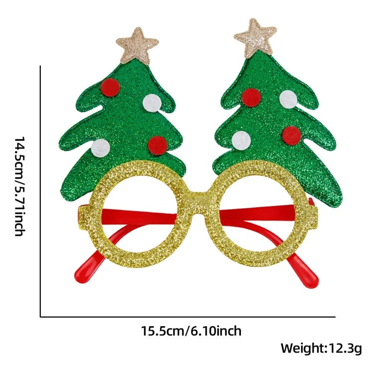 5Pcs / Set Adults Kids Christmas Glasses Xmas Tree Hat Plastic Eyeglasses Party Supply