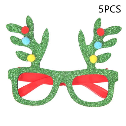5Pcs / Set Adults Kids Christmas Glasses Xmas Tree Hat Plastic Eyeglasses Party Supply