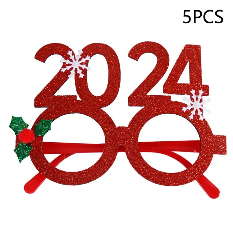5Pcs / Set Adults Kids Christmas Glasses Xmas Tree Hat Plastic Eyeglasses Party Supply
