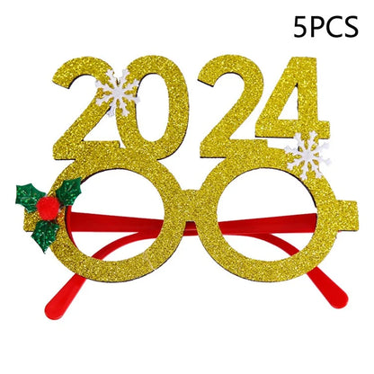 5Pcs / Set Adults Kids Christmas Glasses Xmas Tree Hat Plastic Eyeglasses Party Supply