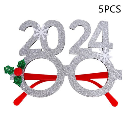 5Pcs / Set Adults Kids Christmas Glasses Xmas Tree Hat Plastic Eyeglasses Party Supply