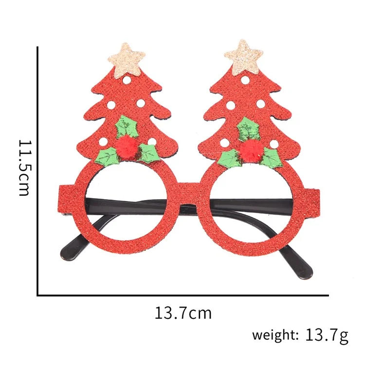 5Pcs / Set Adults Kids Christmas Glasses Xmas Tree Hat Plastic Eyeglasses Party Supply