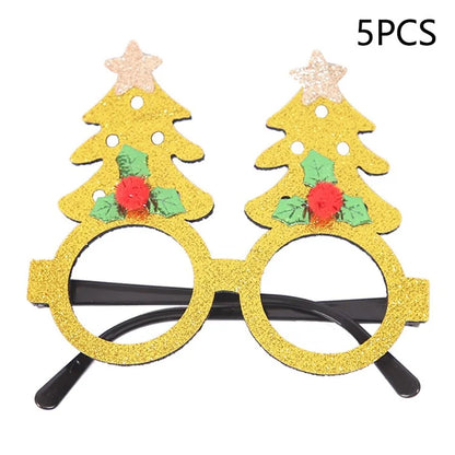 5Pcs / Set Adults Kids Christmas Glasses Xmas Tree Hat Plastic Eyeglasses Party Supply