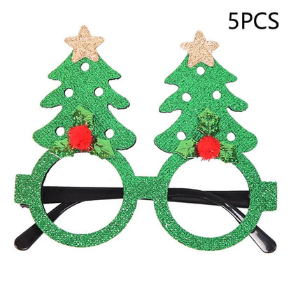 5Pcs / Set Adults Kids Christmas Glasses Xmas Tree Hat Plastic Eyeglasses Party Supply