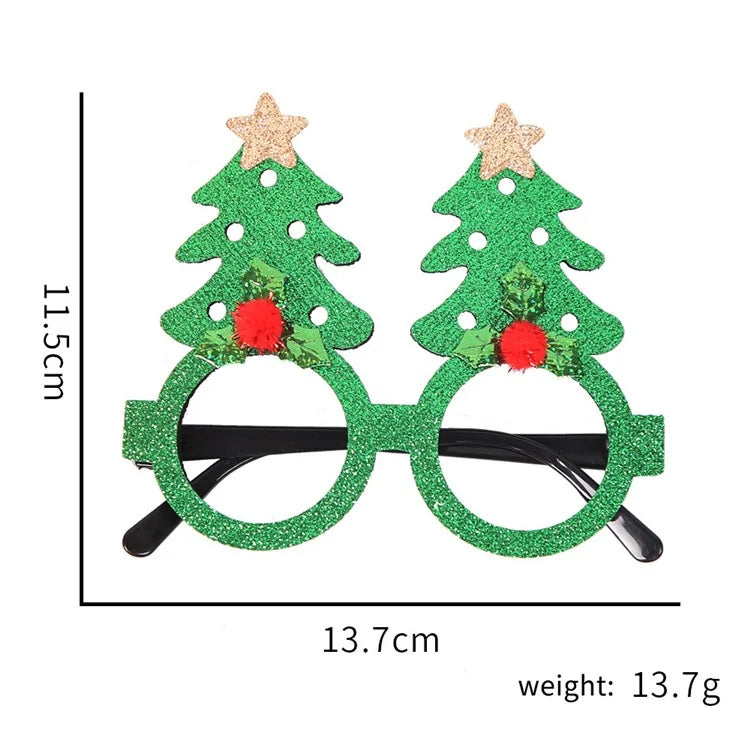 5Pcs / Set Adults Kids Christmas Glasses Xmas Tree Hat Plastic Eyeglasses Party Supply