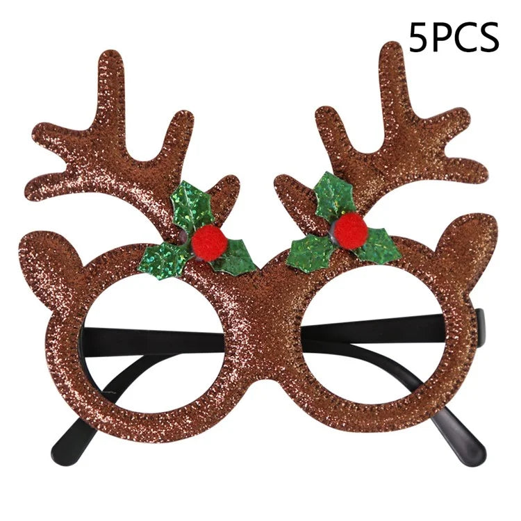 5Pcs / Set Adults Kids Christmas Glasses Xmas Tree Hat Plastic Eyeglasses Party Supply