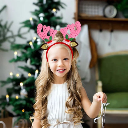 2Pcs Christmas Hair Hoop Glitter Sequins Antler Headband Xmas Party Costume Headwear with Tinsel