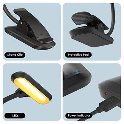 8034 Clip-on Reading Light 360 Degree Gooseneck Stepless Dimming Table Lamp