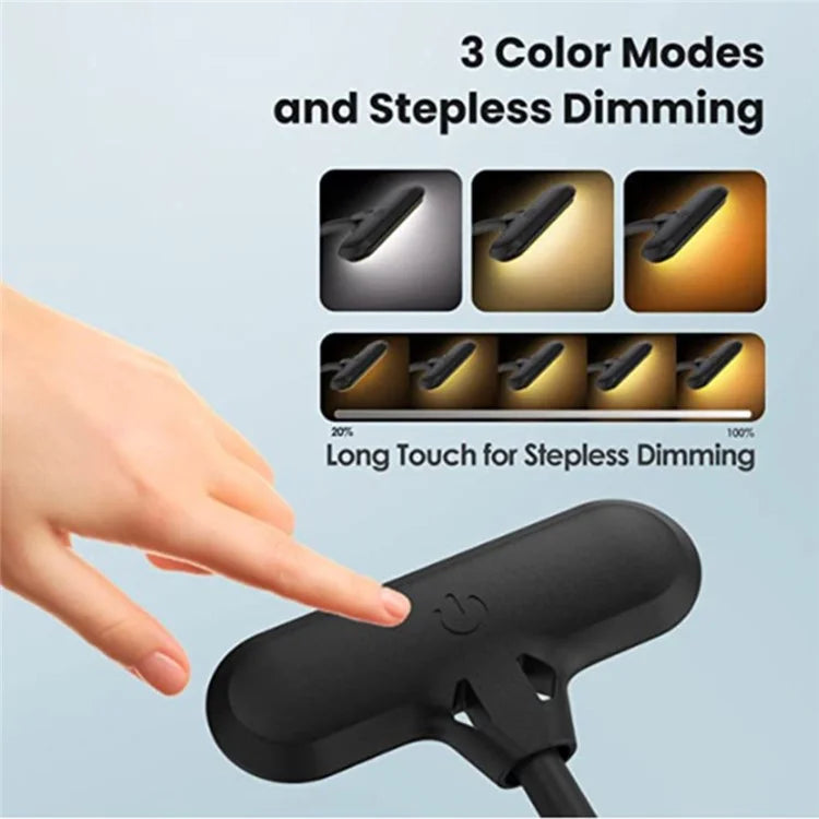 8034 Clip-on Reading Light 360 Degree Gooseneck Stepless Dimming Table Lamp