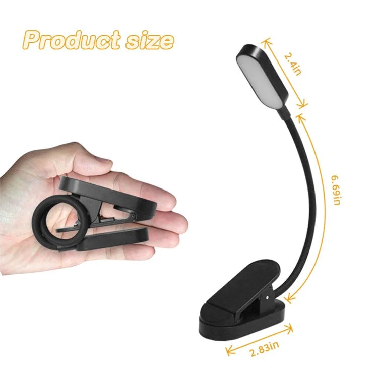ST-8036 Rechargeable Clip-on LED Light 3 Color Temperature Dimmable ABS Reading Lamp