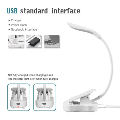 ST-8026 Clip Design LED Light 3 Color Temperature Dormitory Rechargeable Reading Lamp