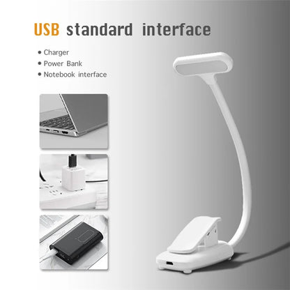 ST-8021 3 Color Temperature Clip-on LED Light Home Dormitory USB Charging Reading Lamp