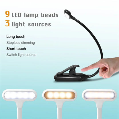 ST-8021 3 Color Temperature Clip-on LED Light Home Dormitory USB Charging Reading Lamp