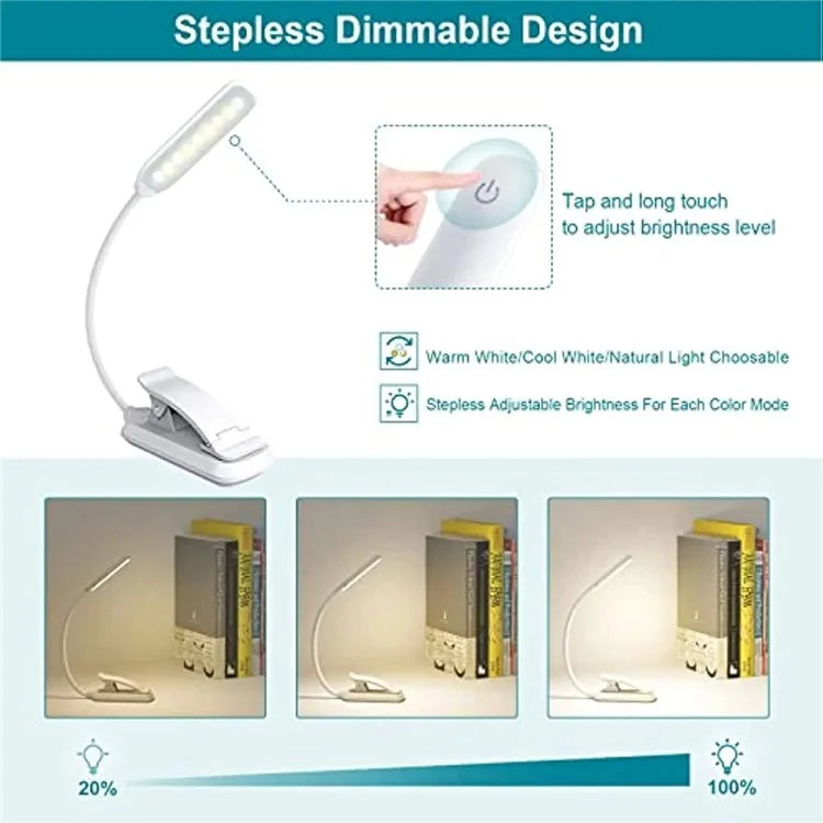 ST-8027 Adjustable Hose Clip-on LED Light 3 Color Temperature Rechargeable Lamp with Power Indicator
