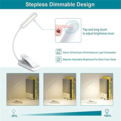 ST-8027 Adjustable Hose Clip-on LED Light 3 Color Temperature Rechargeable Lamp with Power Indicator