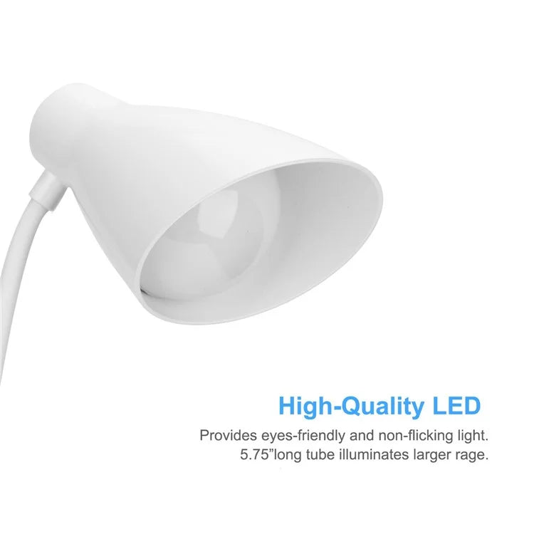 ST-8018F Flexible Hose Clip Base LED Table Light 3 Brightness USB Charging Student Reading Lamp