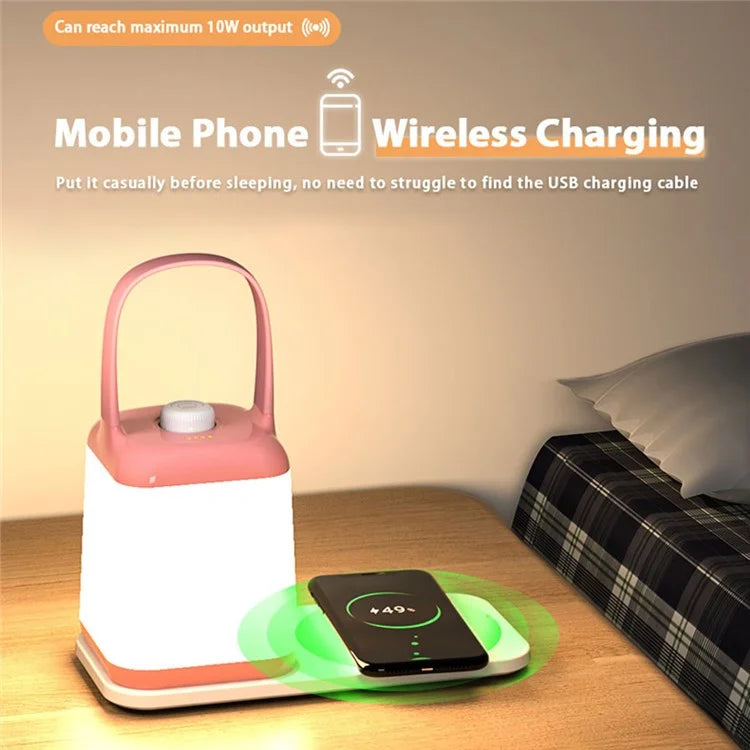 TB-10SW Portable Table Lamp with 5W Wireless Charging Function Dimmable Bedside Night Light