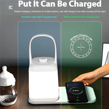 TB-10SW Portable Table Lamp with 5W Wireless Charging Function Dimmable Bedside Night Light