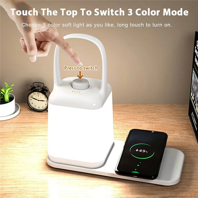 TB-10SW Portable Table Lamp with 5W Wireless Charging Function Dimmable Bedside Night Light