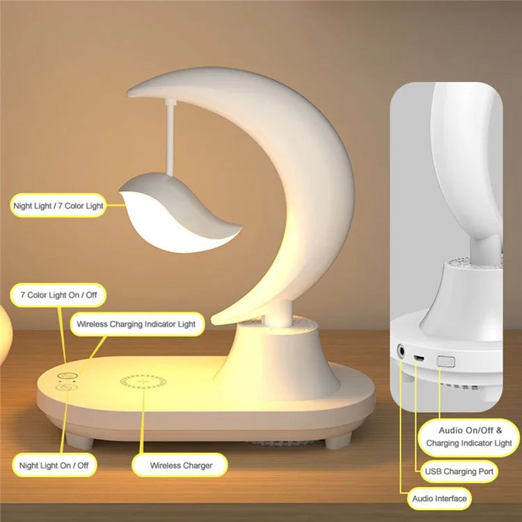 TB-22SLIWBT Bedroom 7-Color Night Light Bluetooth Speaker Ambient Light Support Wireless Charging Function