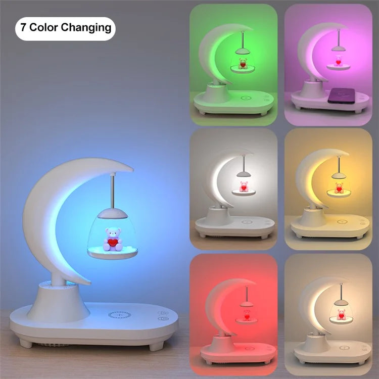 TB-22SFLIWBT Bluetooth Speaker Colorful Ambient Light Cute Bear Style Table Lamp with Wireless 15W Charging