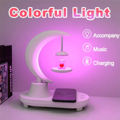 TB-22SFLIWBT Bluetooth Speaker Colorful Ambient Light Cute Bear Style Table Lamp with Wireless 15W Charging