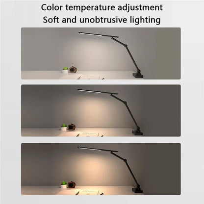 TB-52S LED Desk Lamp Clamp Design Flexible 3 Sections Swing Arm Eye Protection Light (USB Plug-In Powered)