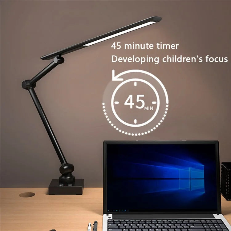 TB-52S LED Desk Lamp Clamp Design Flexible 3 Sections Swing Arm Eye Protection Light (USB Plug-In Powered)