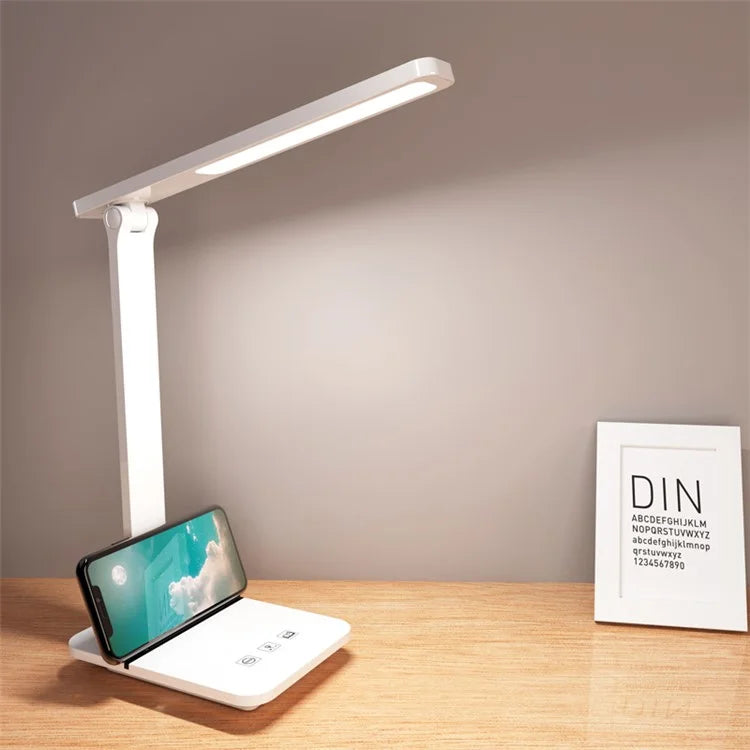 TD-619S-CD USB Stepless Dimming Night Light Student Study Reading Desk Lamp with Phone Holder