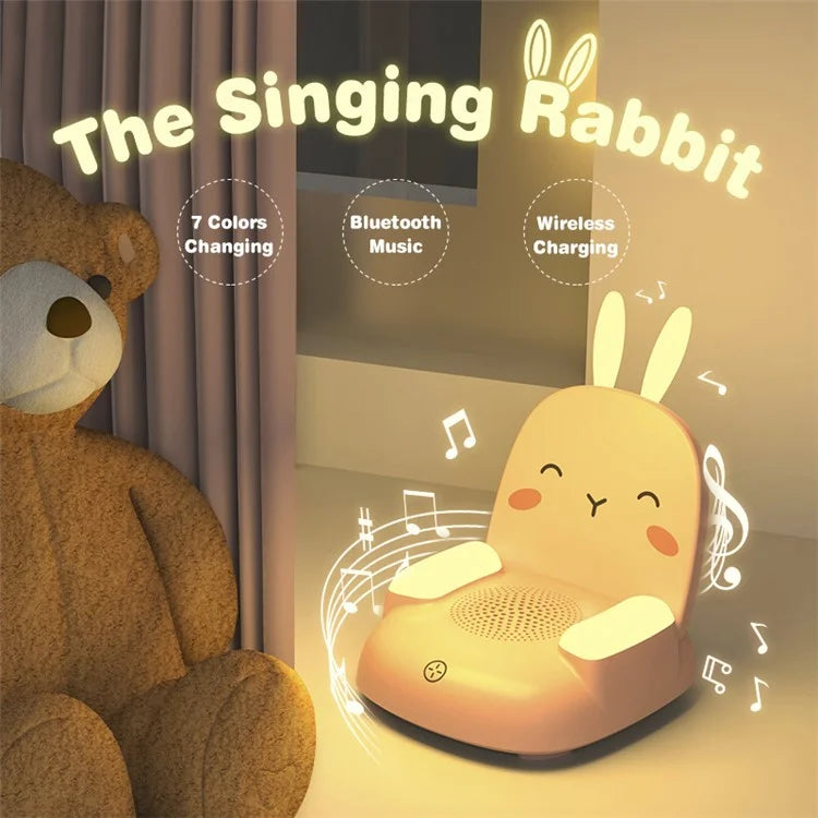 TB-99S Cute Rabbit Shape Night Light with Bluetooth Speaker Ambient Light 7 Color Table Lamp