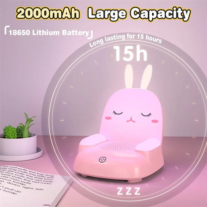 TB-99S Cute Rabbit Shape Night Light with Bluetooth Speaker Ambient Light 7 Color Table Lamp
