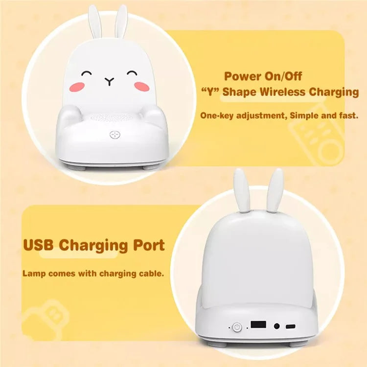 TB-99S Cute Rabbit Shape Night Light with Bluetooth Speaker Ambient Light 7 Color Table Lamp