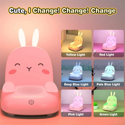TB-99S Cute Rabbit Shape Night Light with Bluetooth Speaker Ambient Light 7 Color Table Lamp