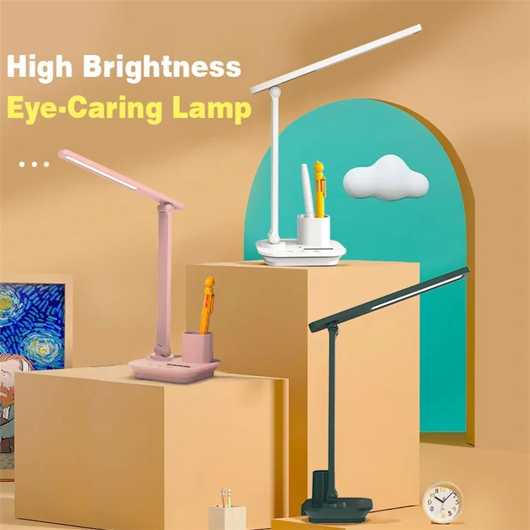 TB-87SLI Battery Powered Folding LED Light 3 Color Temperature Stepless Dimming Night Light with Pen Holder