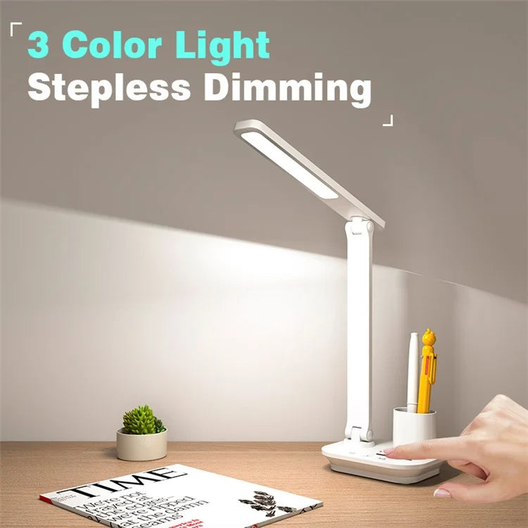 TB-87SLI Battery Powered Folding LED Light 3 Color Temperature Stepless Dimming Night Light with Pen Holder