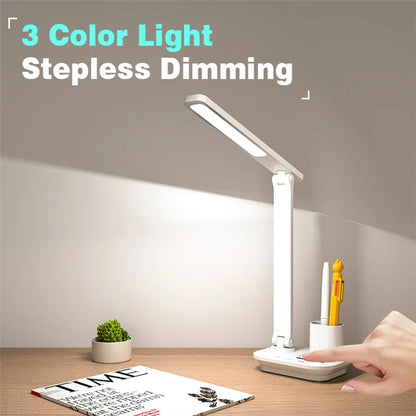 TB-87SLI Battery Powered Folding LED Light 3 Color Temperature Stepless Dimming Night Light with Pen Holder
