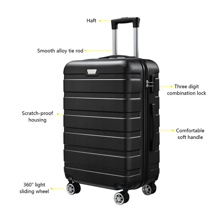 24-Inch Checked Luggage Case Pull Trolley Bag Suitcase Baggage, 39x26x64cm