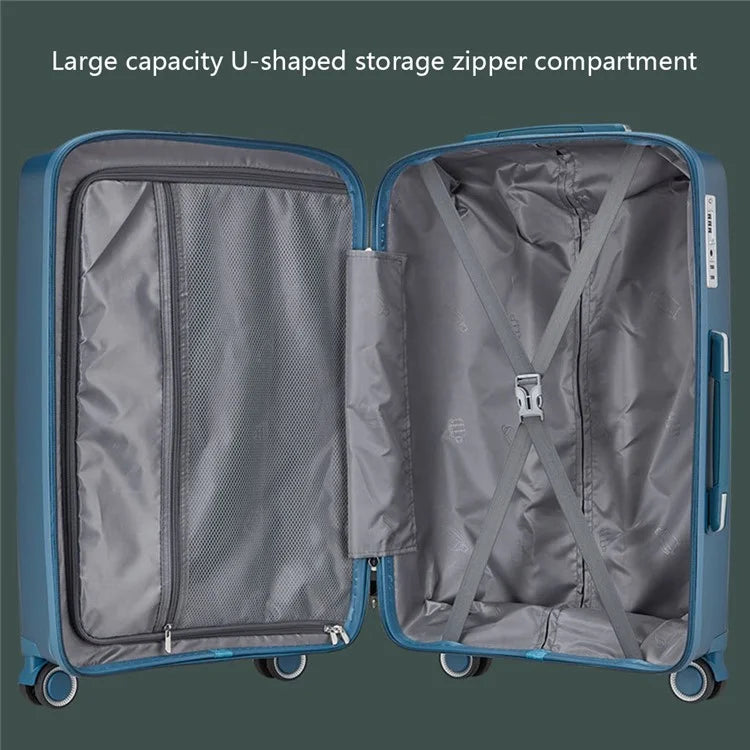 20-Inch PP Shell Carry On Luggage 4 Spinner Wheels Suitcase Trolley Case, 57x34x23cm