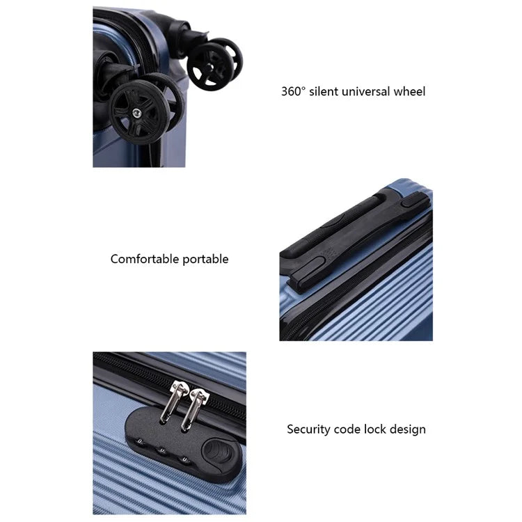 Stripe Design 20-inch ABS+PP Suitcase Silent Universal Wheels Travel Trolley Case, 36x23x50cm