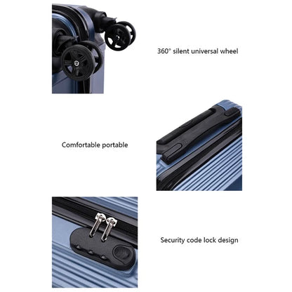 Stripe Design 20-inch ABS+PP Suitcase Silent Universal Wheels Travel Trolley Case, 36x23x50cm