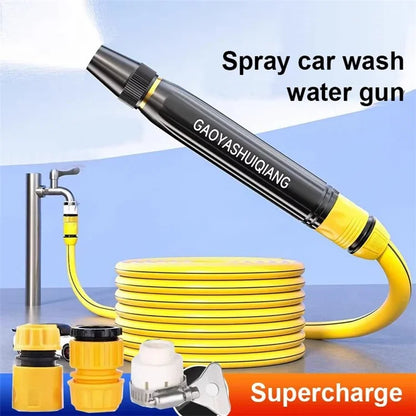 High Pressure Car Washing Spray Nozzle Aluminum Alloy Car Cleaning Watering Spray Gun with 10m Water Hose