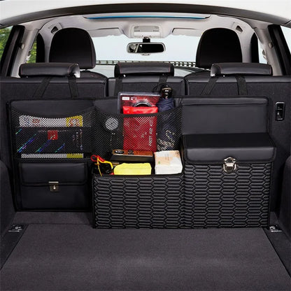 PU Leather Car Trunk Organizer Hanging Box Large Capacity Folding Storage Bag