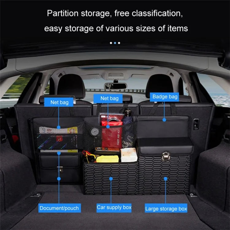 PU Leather Car Trunk Organizer Hanging Box Large Capacity Folding Storage Bag