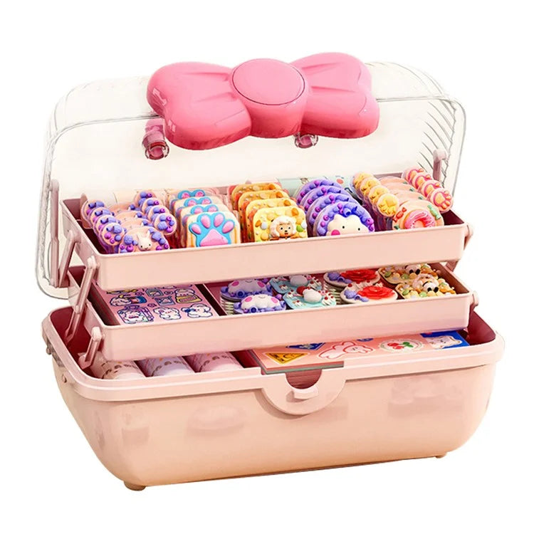 Bowknot Design Hair Accessories PP Storage Box Desktop Cute Children Hairpin Jewelry Dustproof Case